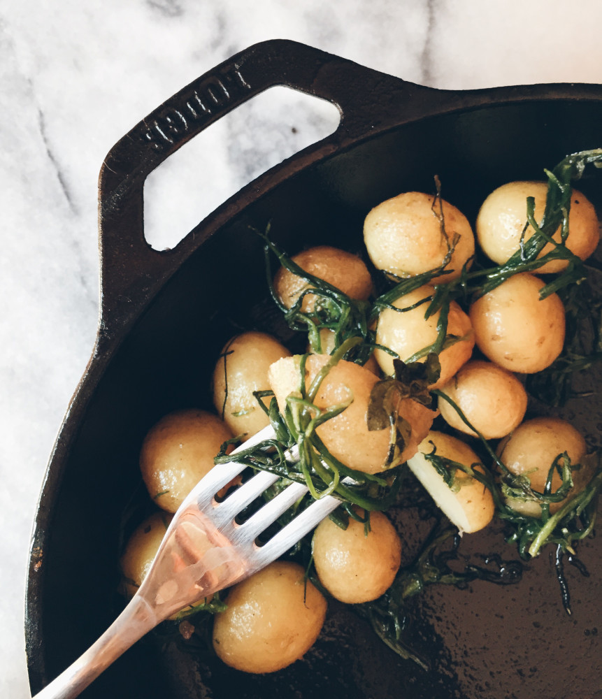 agretti in padella e patate novelle