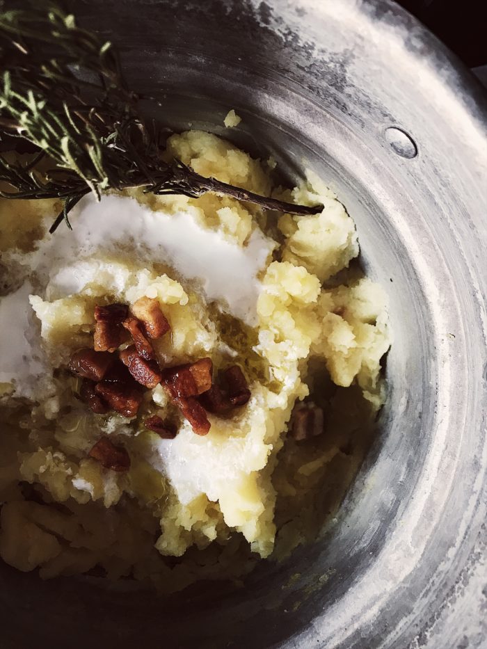 Italian Thanksgiving recipes: pancetta mashed potatoes with kefir. Get this Italian mashed potatoes and more gourmet Italian recipes on GP.