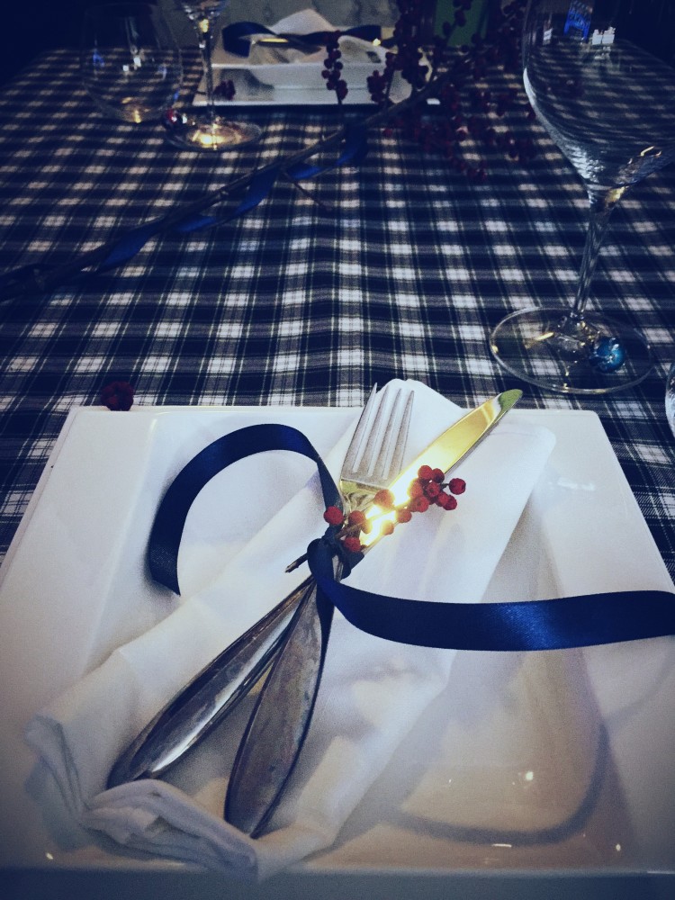 blue tartan table by gourmet project