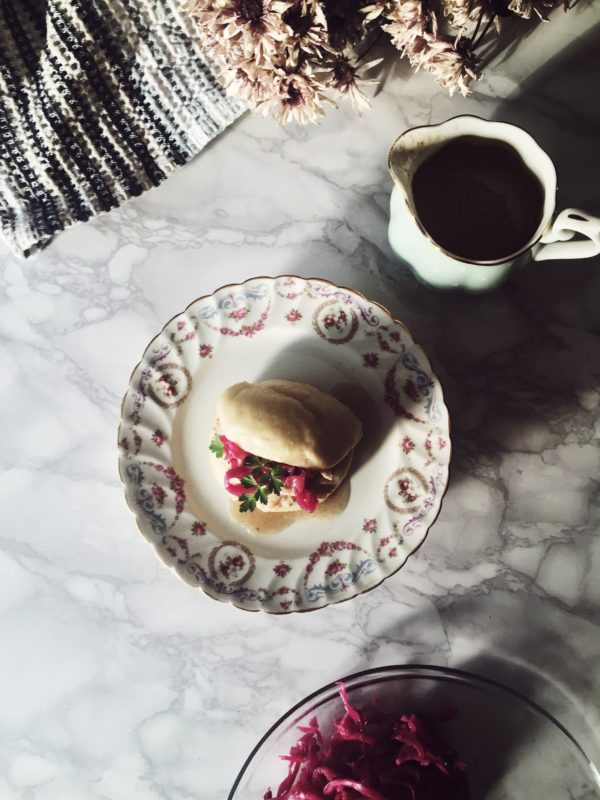 a cashew milk marinated chicken bao buns recipe by gourmet project