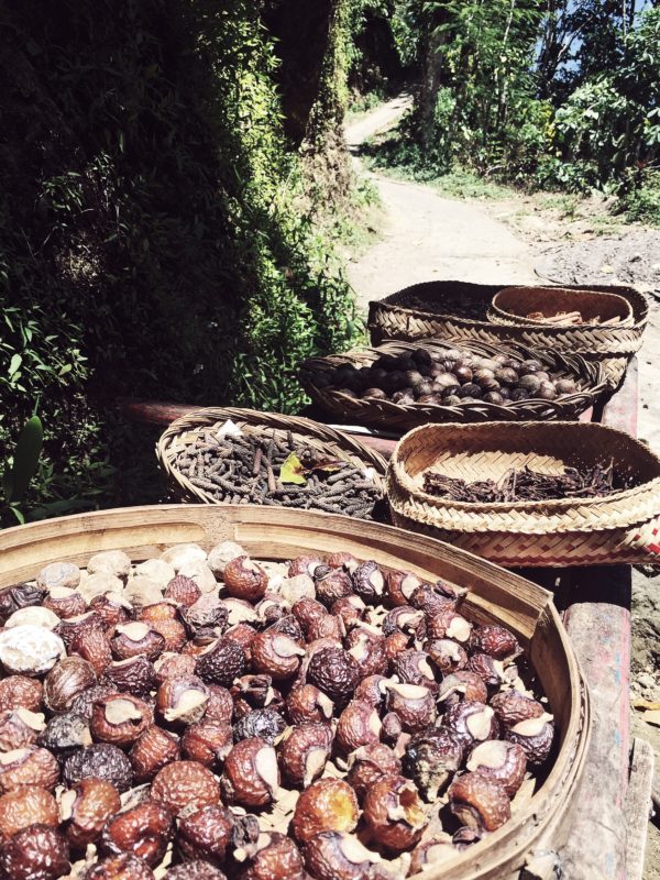 sun drying spices in Ubud, Bali