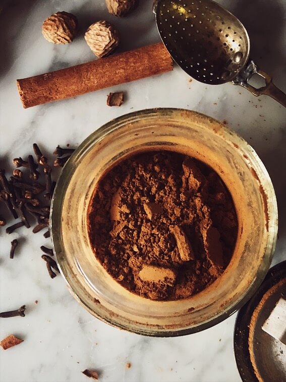 Christmas spice mix blended Christmas spice mix in the blender