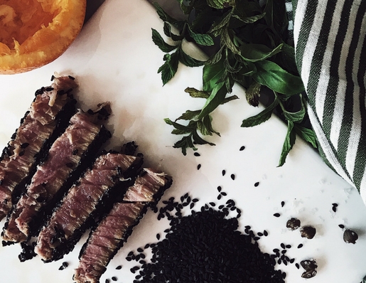 Italian Seared Tuna with Orange, Mint & Sesame Crust