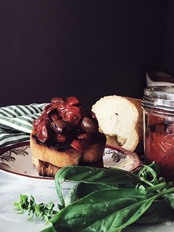 Italian cherry tomato sauce on toasted bread