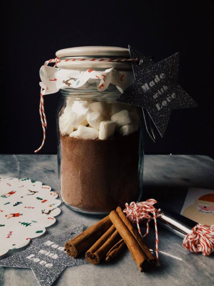 Hot chocolate mix recipe in a jar