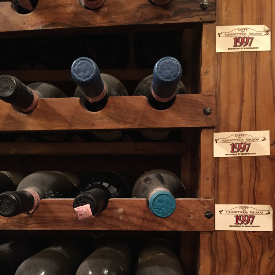 val d'orcia wines on a rack
