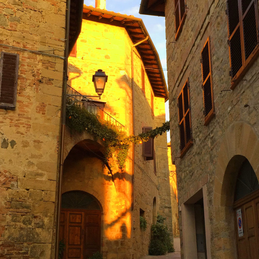 Monticchiello streets at sunset