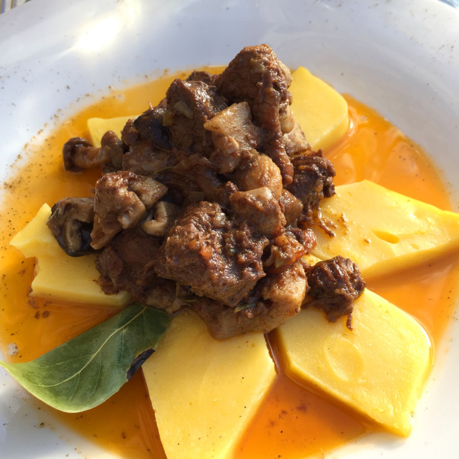 polenta and boar at the restaurant in Bagno Vignoni