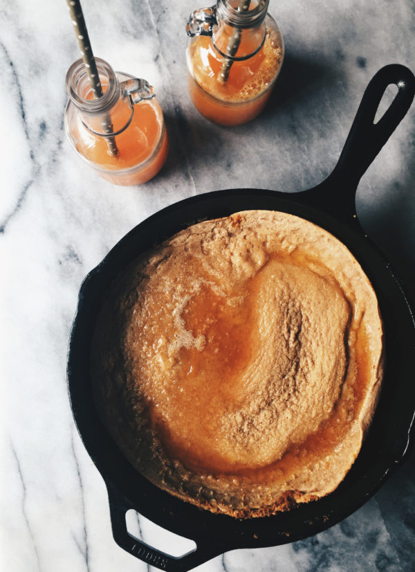 orange and cinnamon dutch baby recipe with honey and Countreau syrup