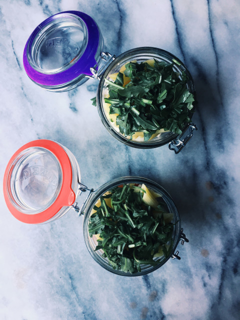 picnic pasta salad in a jar