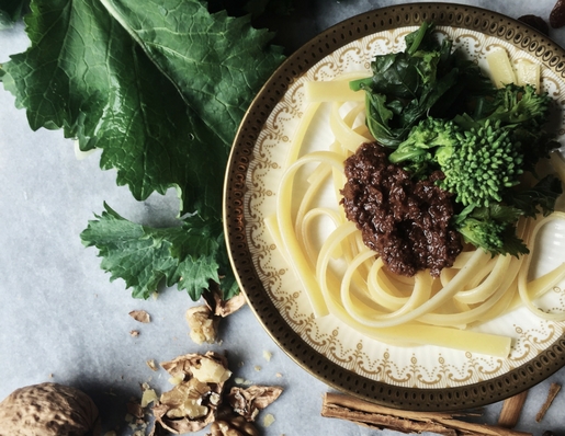 walnut pesto & broccoli rabe pasta
