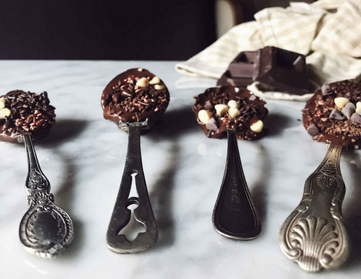 Chocolate covered spoons for Easter or Christmas