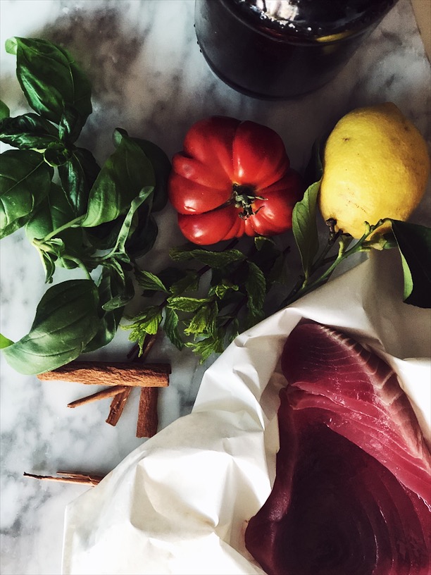 tuna ceviche with herbs and spices