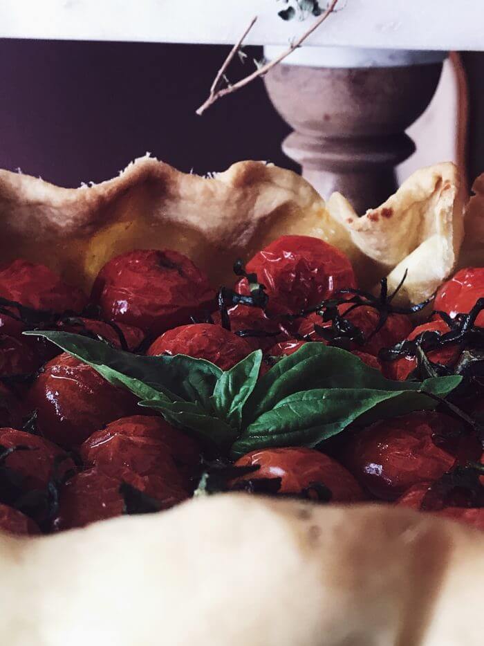 galette recipe with cherry tomatoes and balsamic vinegar