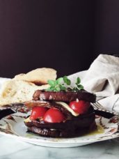 eggplant stacks with ricotta salata and tomatoes #gourmetproject #fallrecipes