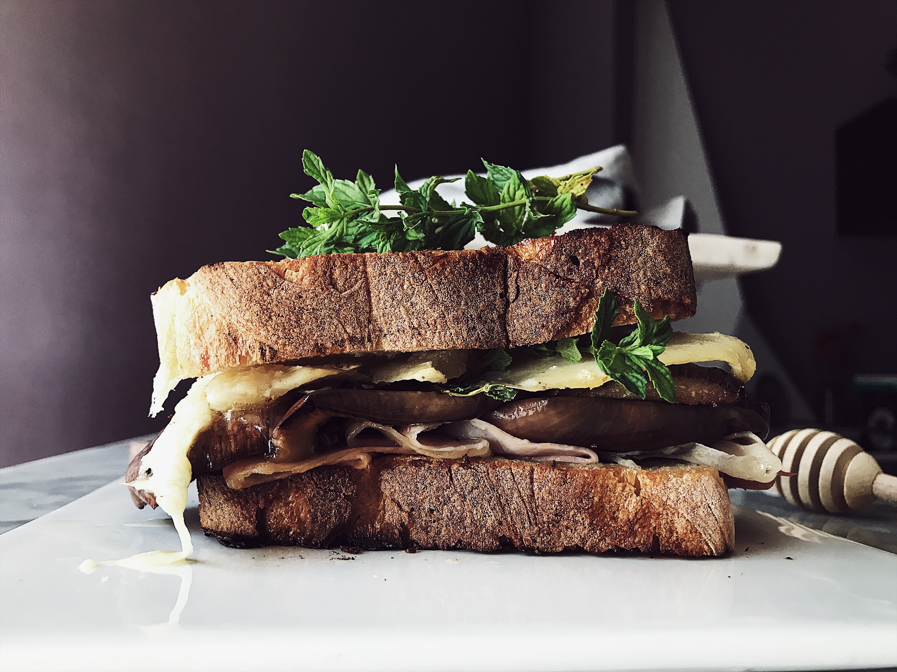 grilled cheese sandwich with eggplant