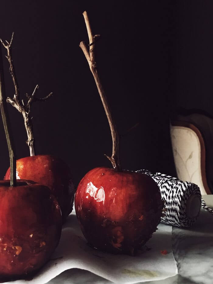 caramel apples on a stick for Halloween caramel apples on a stick
