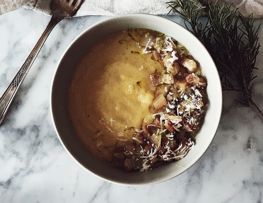 how to make polenta from cornmeal + gricia polenta