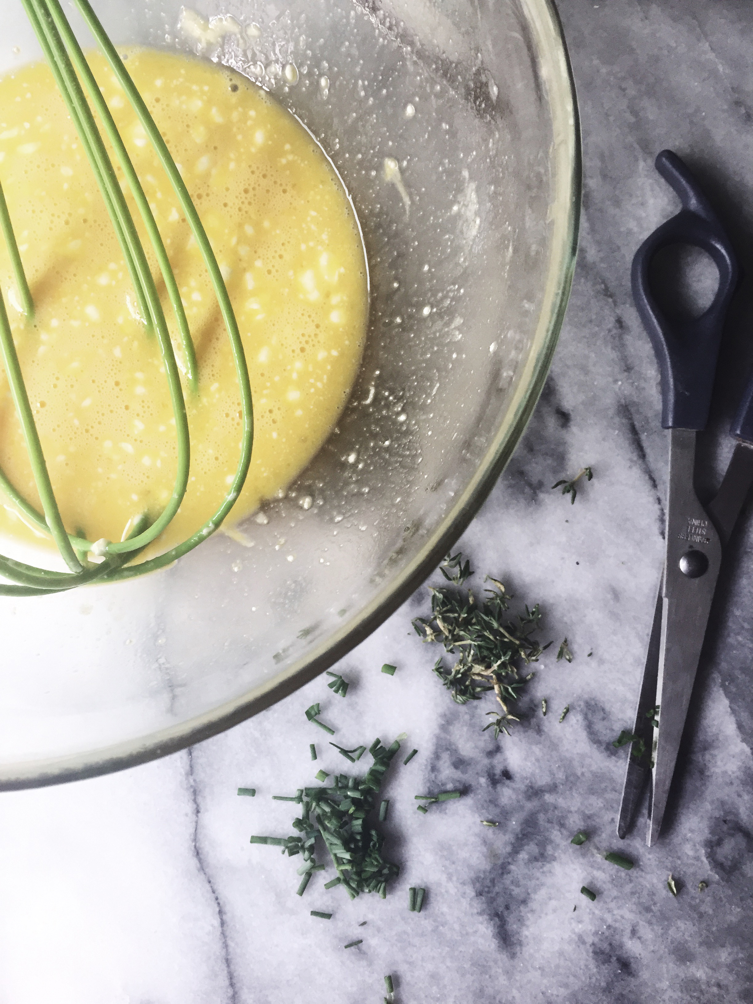 an asparagus omelette recipe with soft ricotta, chives and thyme