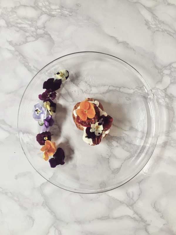 burrata bruschetta on a glass plate