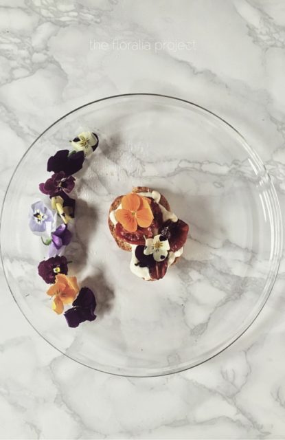 because we like them beautiful. oven roasted cherry tomatoes bruschetta with burrata cream and edible pansies