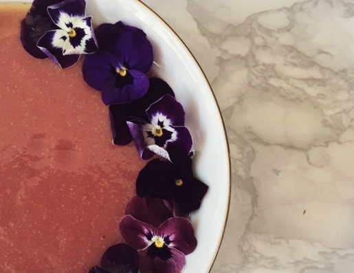 an easy gazpacho recipe, plus pansies