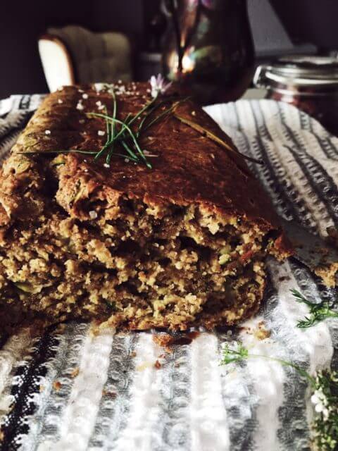 cut in two zucchini bread loaf