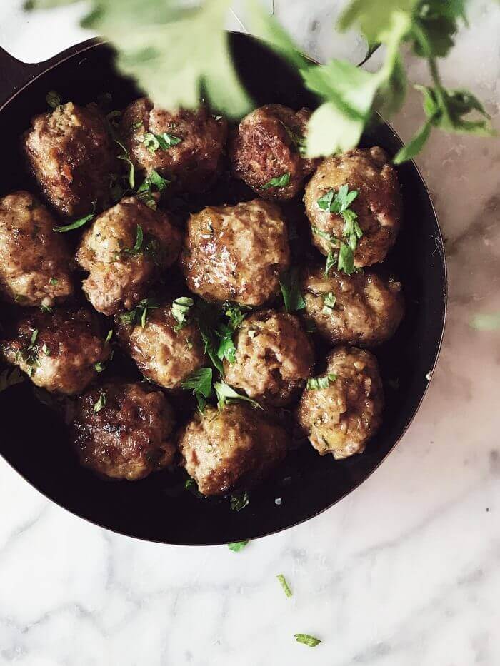 authentic Italian meatballs recipe in a pan