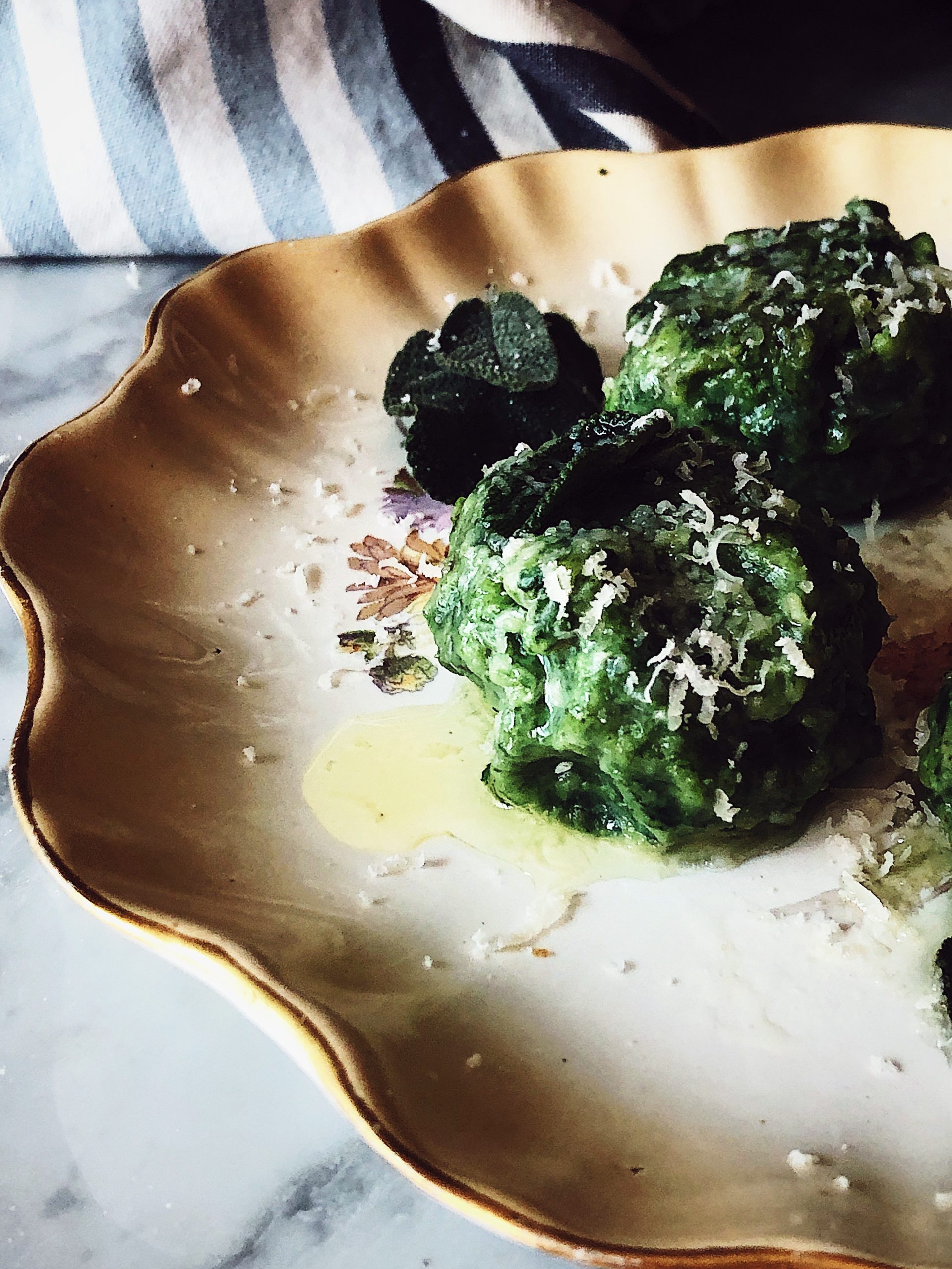 ricotta and spinach Gnudi with butter and sage seasoning