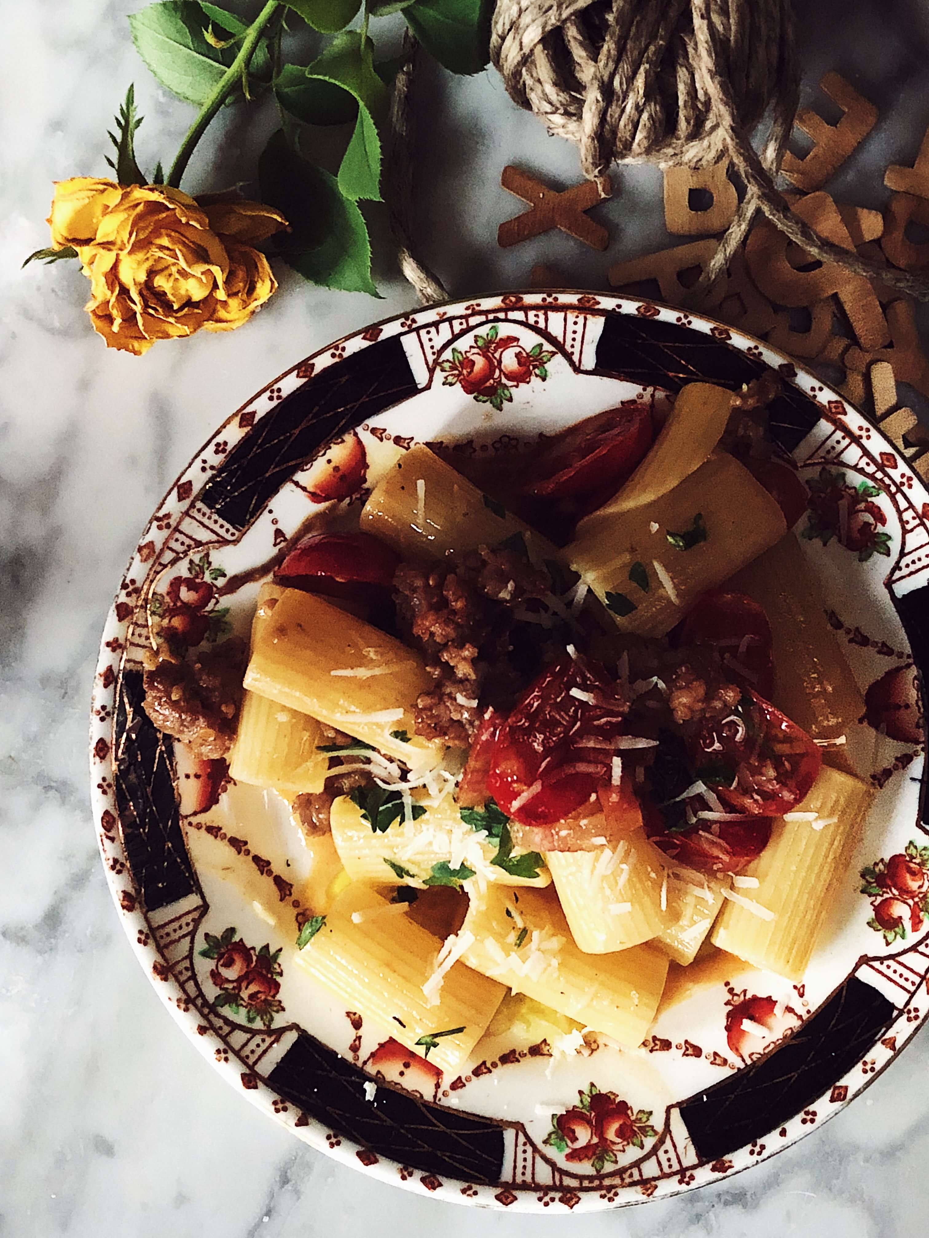 sausage pasta recipe from Rome