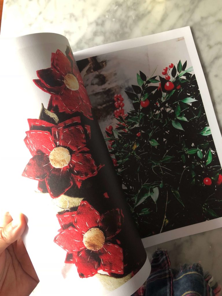 a page of the Gourmet Mag with Christmas flowers