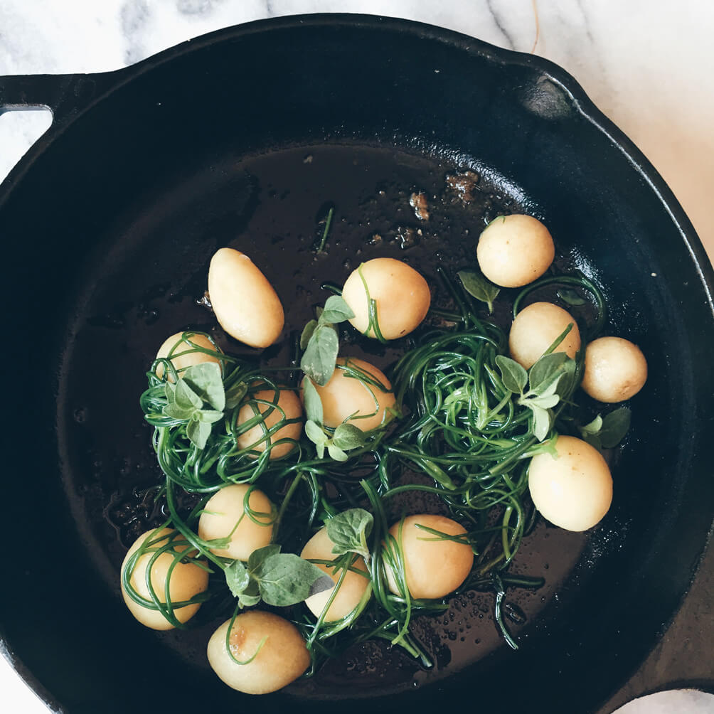 agretti and spring potatoes skillet #gourmetproject #italianrecipes agretti and spring potatoes skillet
