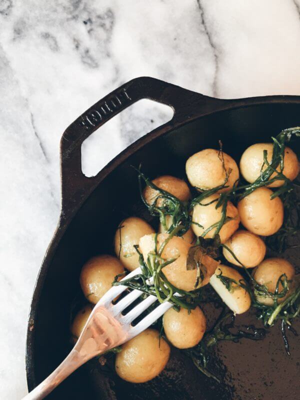 agretti and spring potatoes skillet recipe