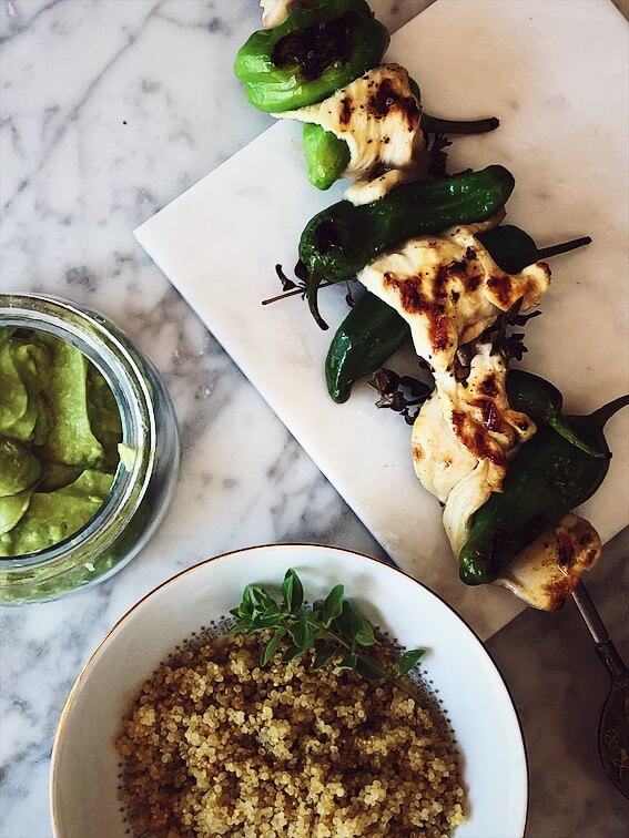 chicken skewers with shishito peppers #gourmetproject #italianrecipes chicken skewers with shishito peppers