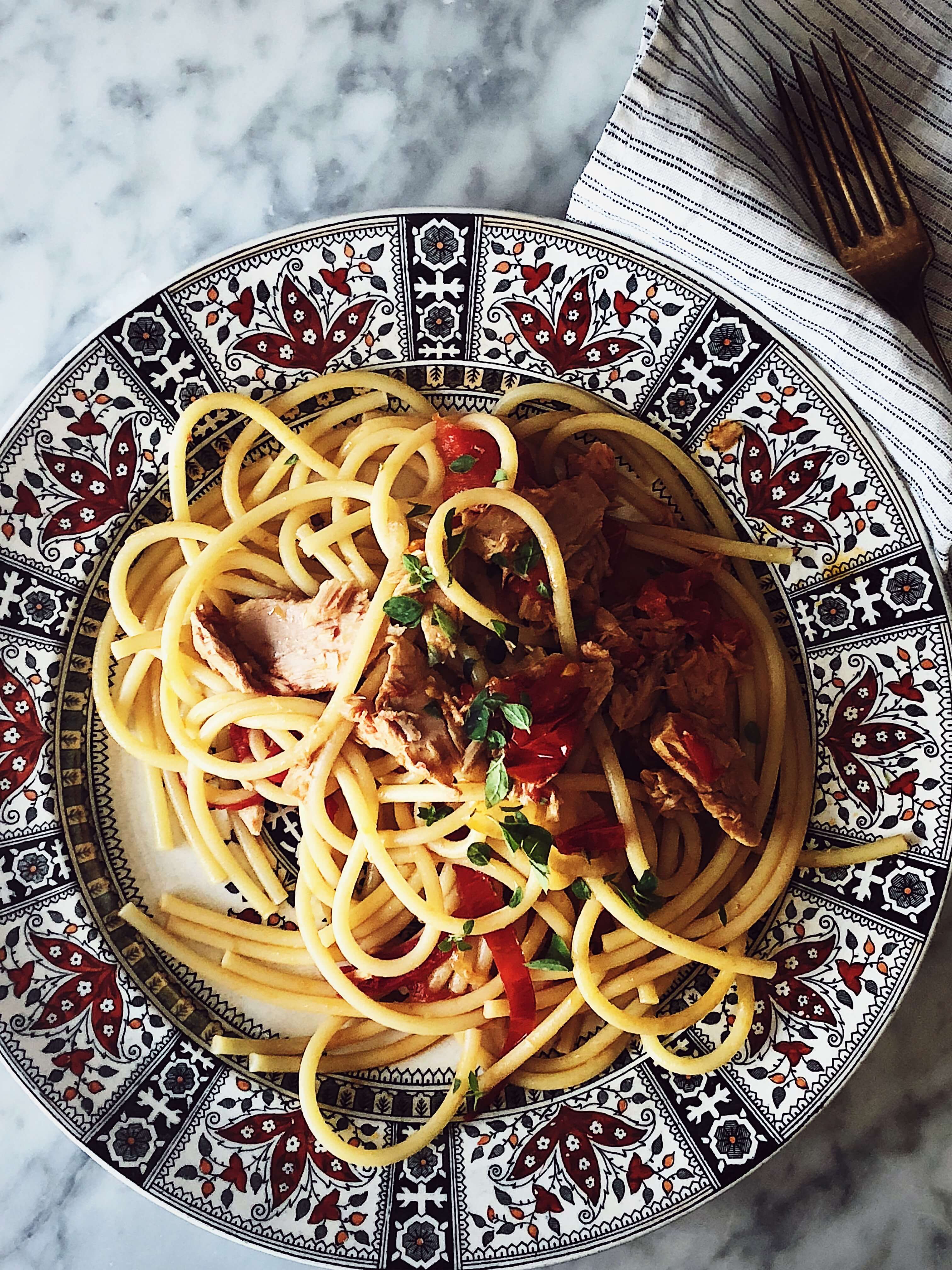 canned tuna pasta recipe with tomatoes #gourmetproject