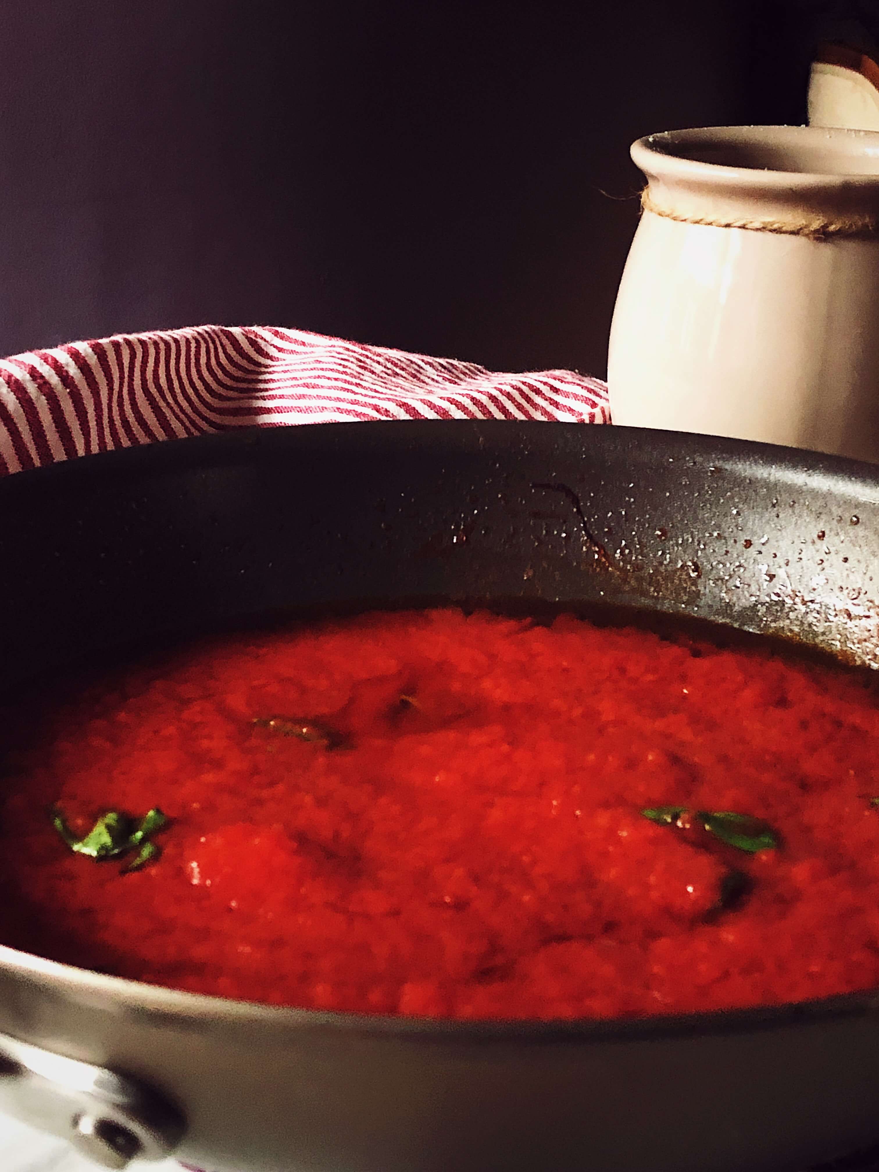 the authentic Italian tomato sauce recipe in a pan