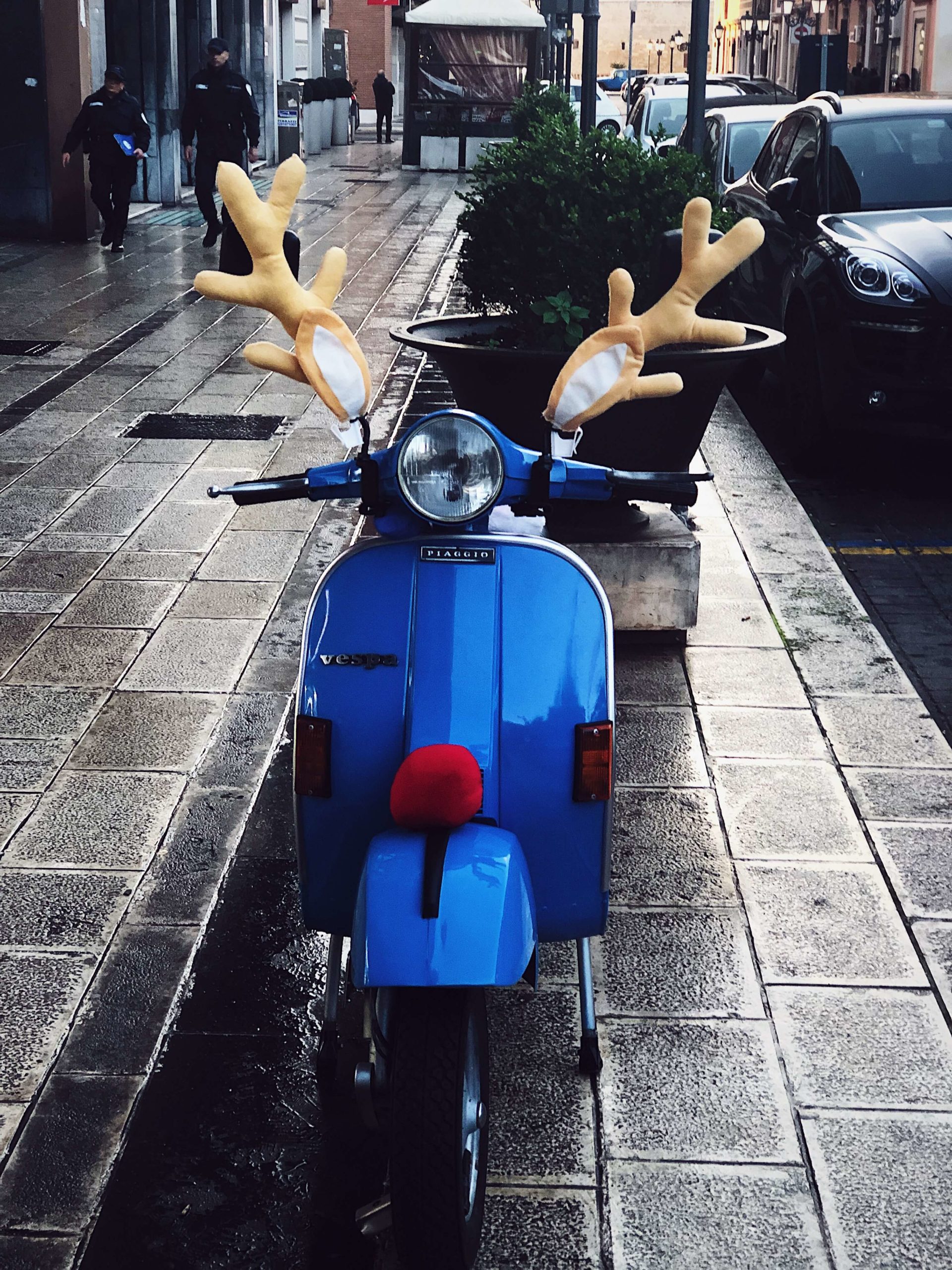 Christmas in Italy Christmas decorated vespa