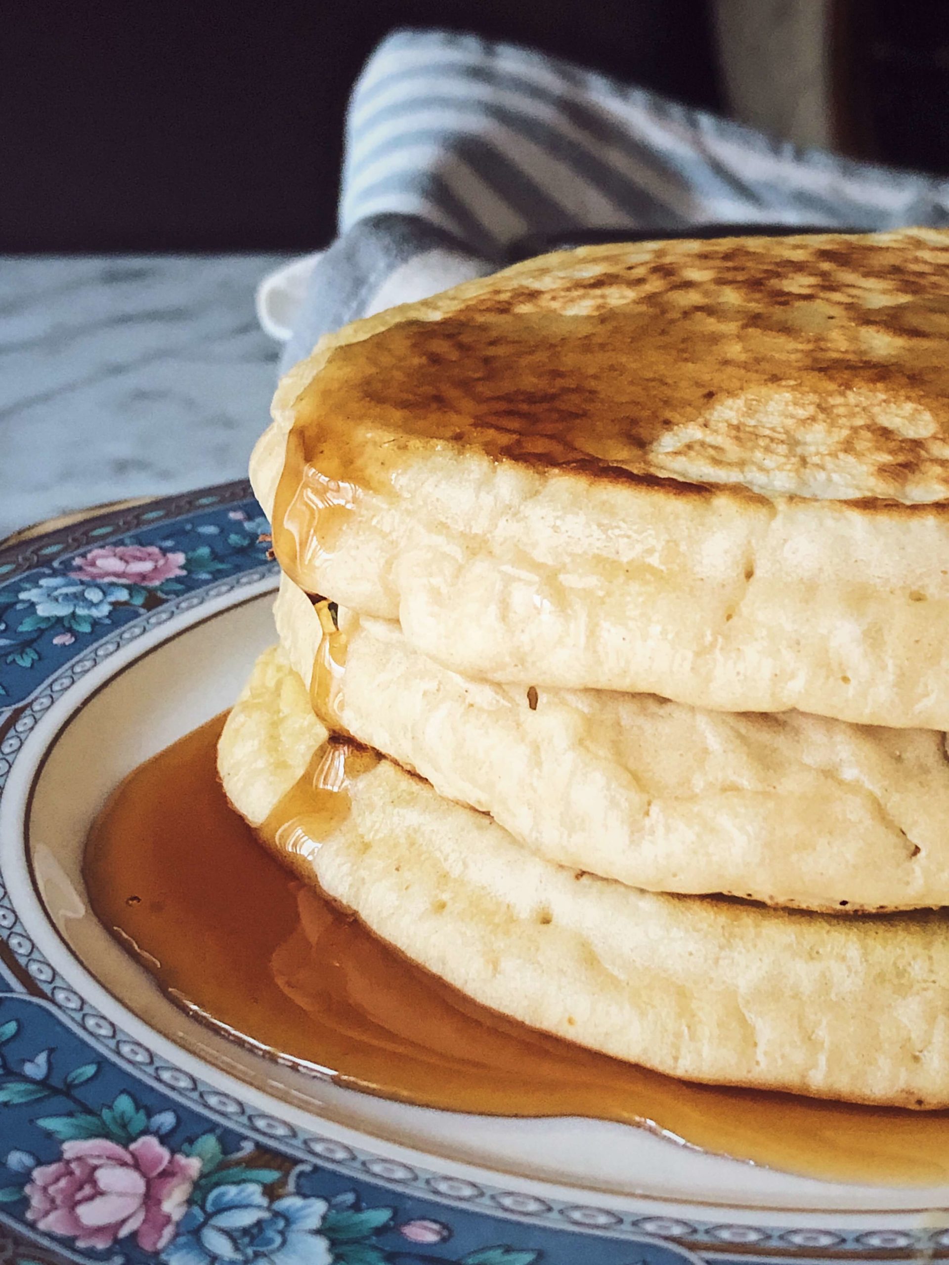 olive oil pancakes with maple syrup