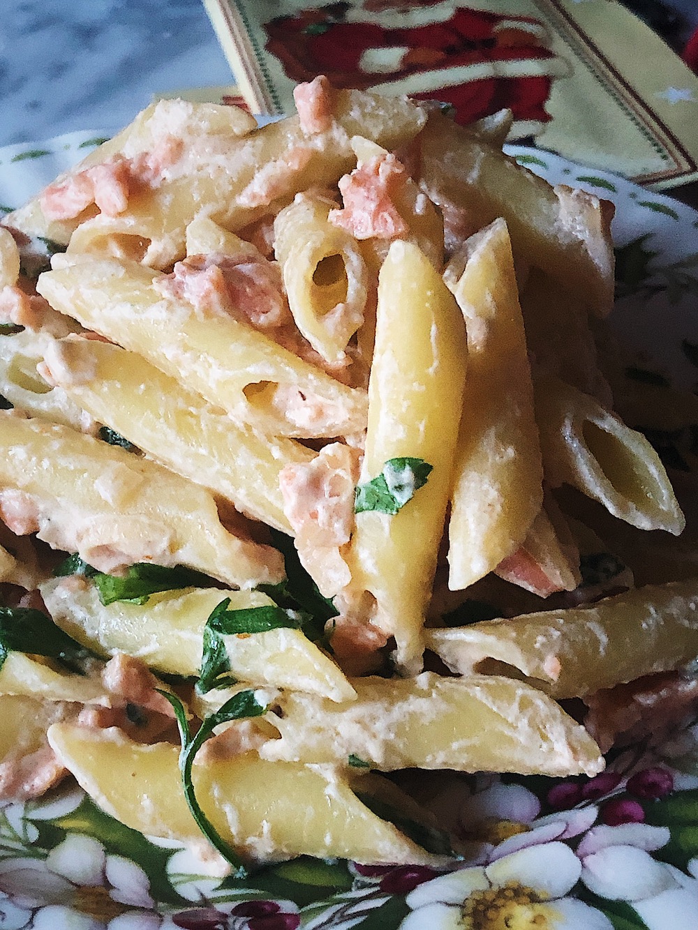 Italian smoked salmon penne