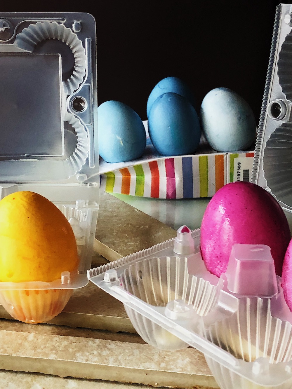 dyed eggs for easter table