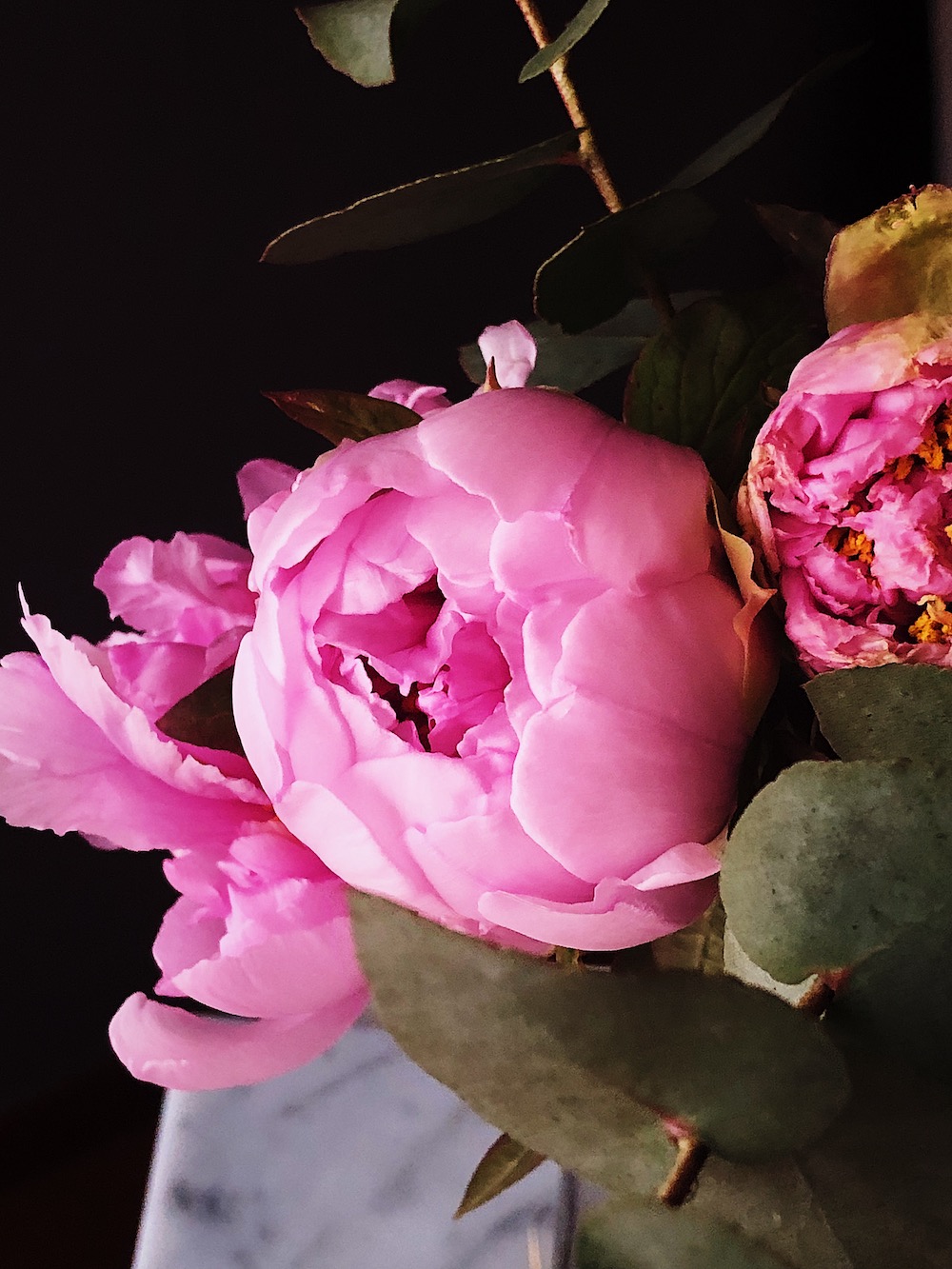 easter table setting with peonies