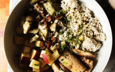 Italian cereal bowl with sorghum cauliflower and mackerel