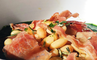 Italian kale soup with cannellini beans and Prosciutto